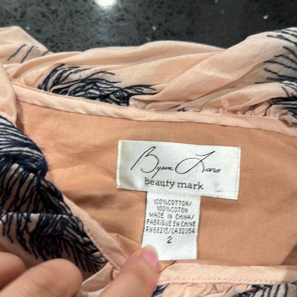 Byron Lars On A Wing Peplum Blouse Feather Print Blouse Size 2 Cotton Womens - Picture 3 of 8